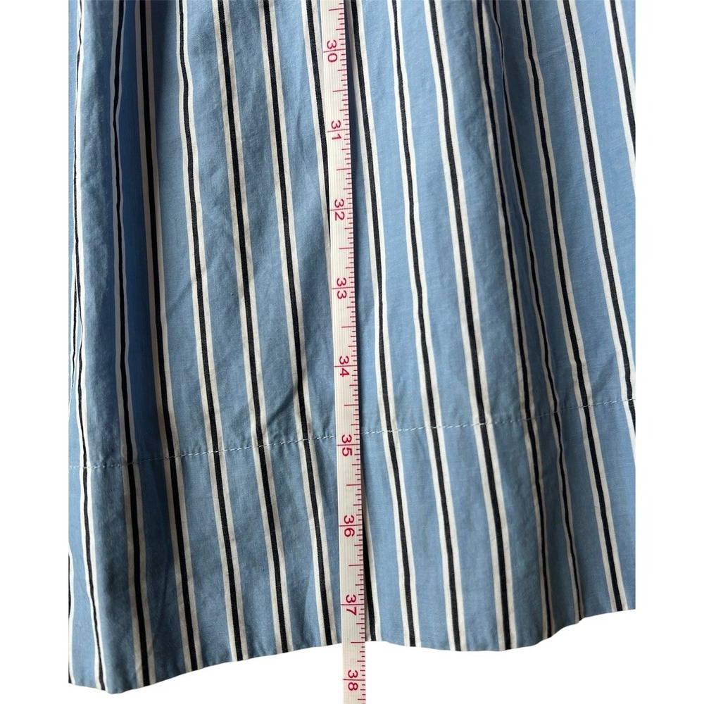 Quince Organic Cotton Poplin Tiered Maxi Skirt M Tribeca Stripe Blue - Picture 4 of 8